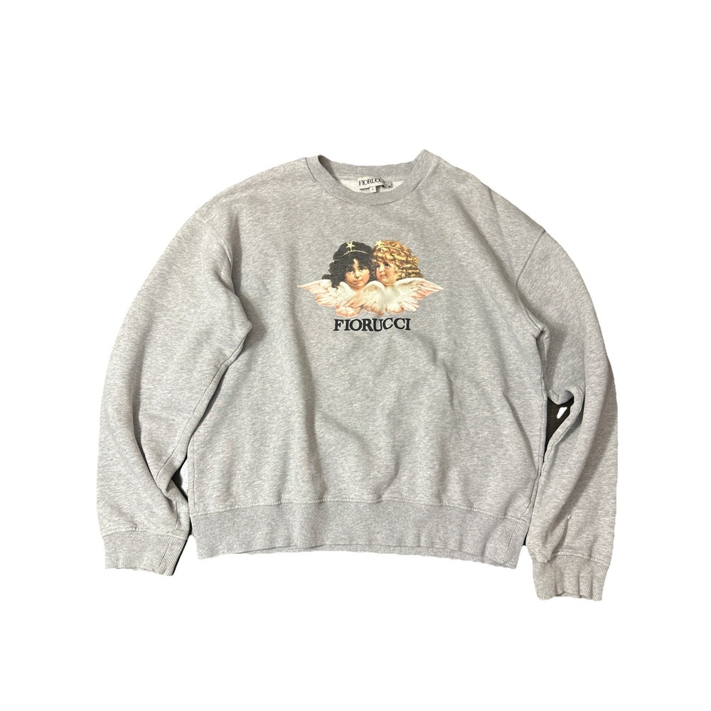 FIORUCCI Sweatshirt Angels Logo Black Cotton Knit Size S Made in Italy